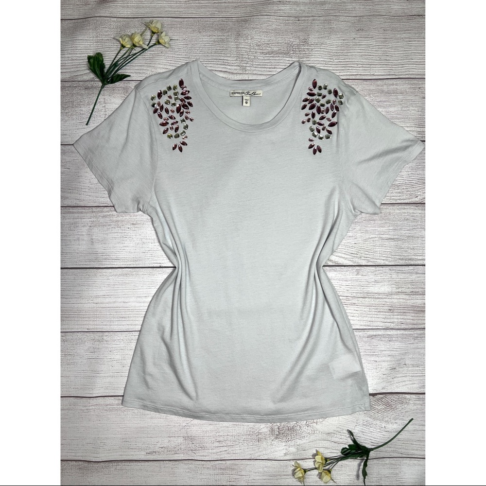 EXPRESS Jeweled Embellished Crew Neck Tee